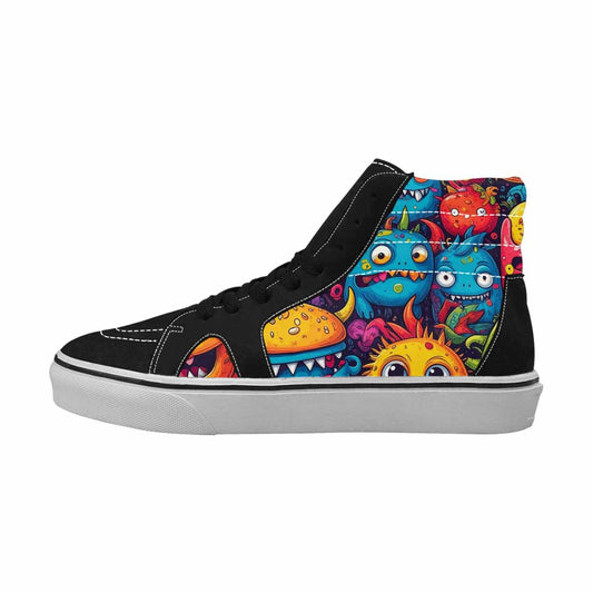 WOMEN'S Cartoon Monster Character High Top Canvas Vibrant Chaos Sneakers