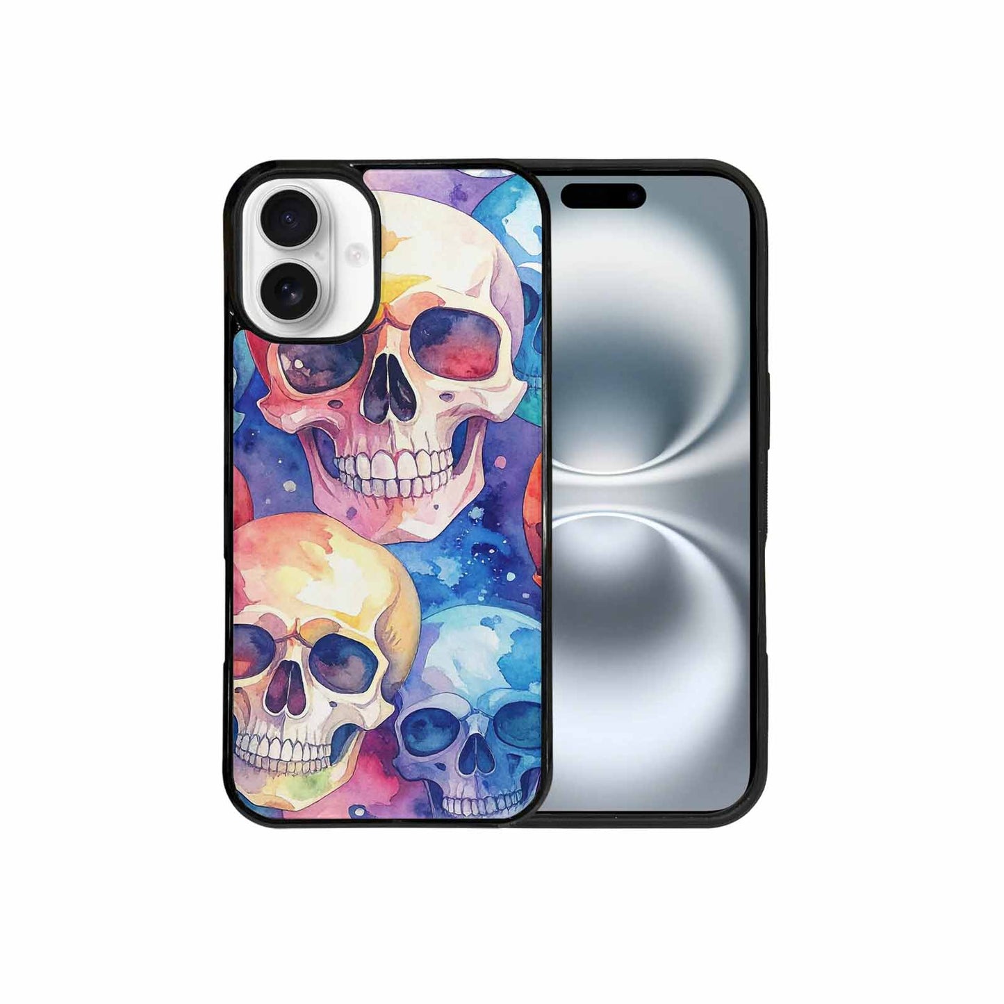 iPhone 16 Plus Case — Kulls Watercolor Skulls Small Skull Pattern, Custom Art Phone Cover