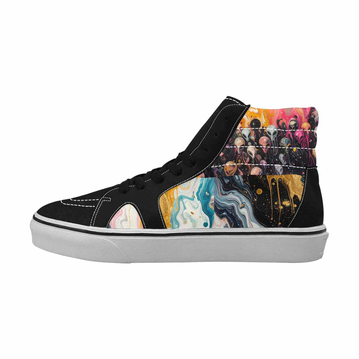 MEN'S Aliens  Marble Aliens High Top Canvas Aesthetic Shoes