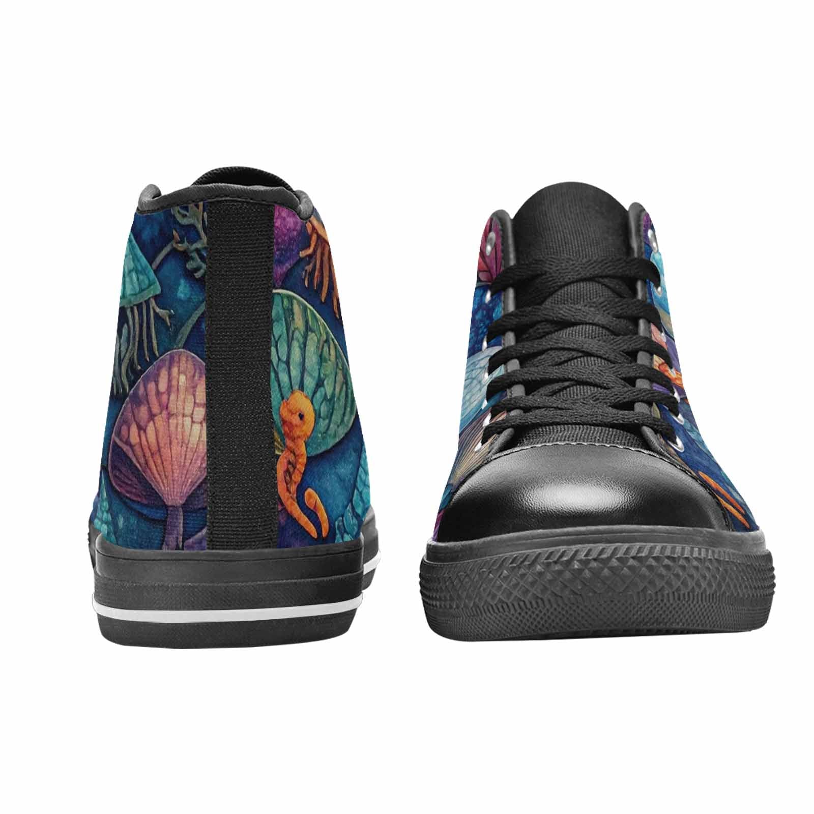 WOMEN'S Fish Scale Coral High Top Canvas Vibrant Chaos Shoes