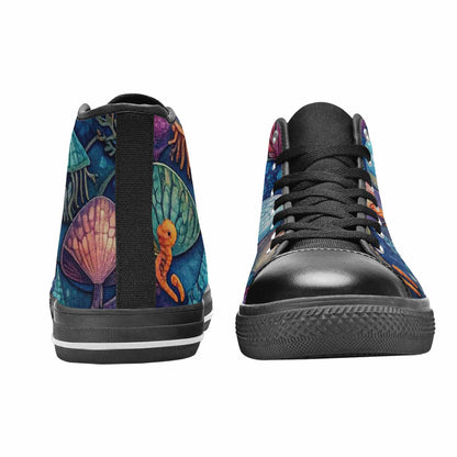 WOMEN'S Fish Scale Coral High Top Canvas Vibrant Chaos Shoes