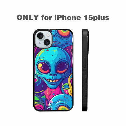 iPhone 15 Plus Case — Alien Ufo Cartoon, Custom Designed Case Cover