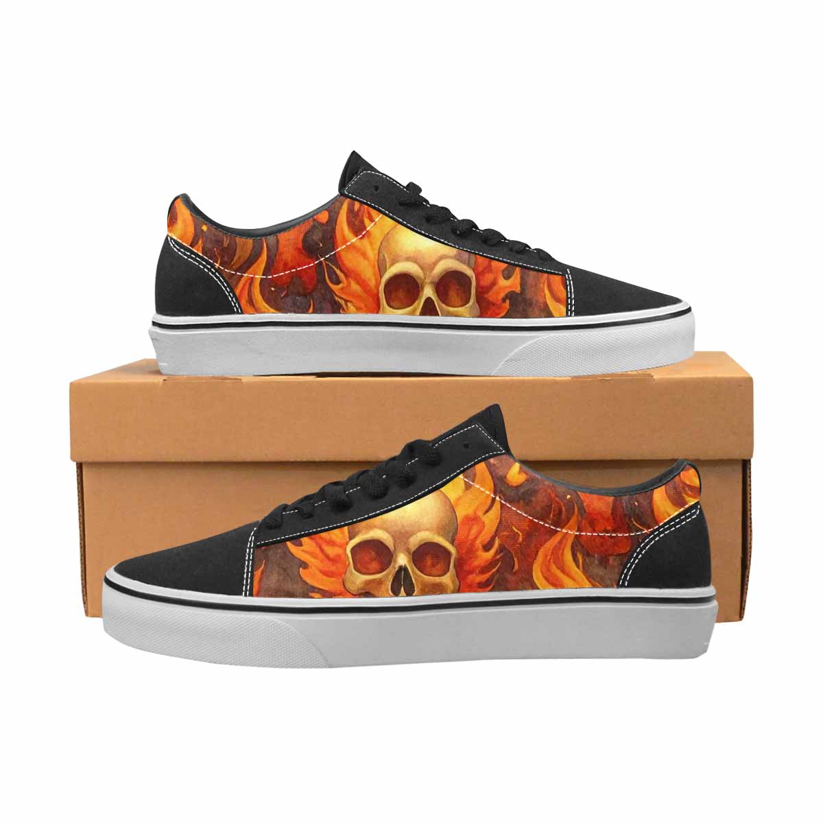 WOMEN'S Skulls - Flaming Canvas Lace-Up Dreamcore Shoes