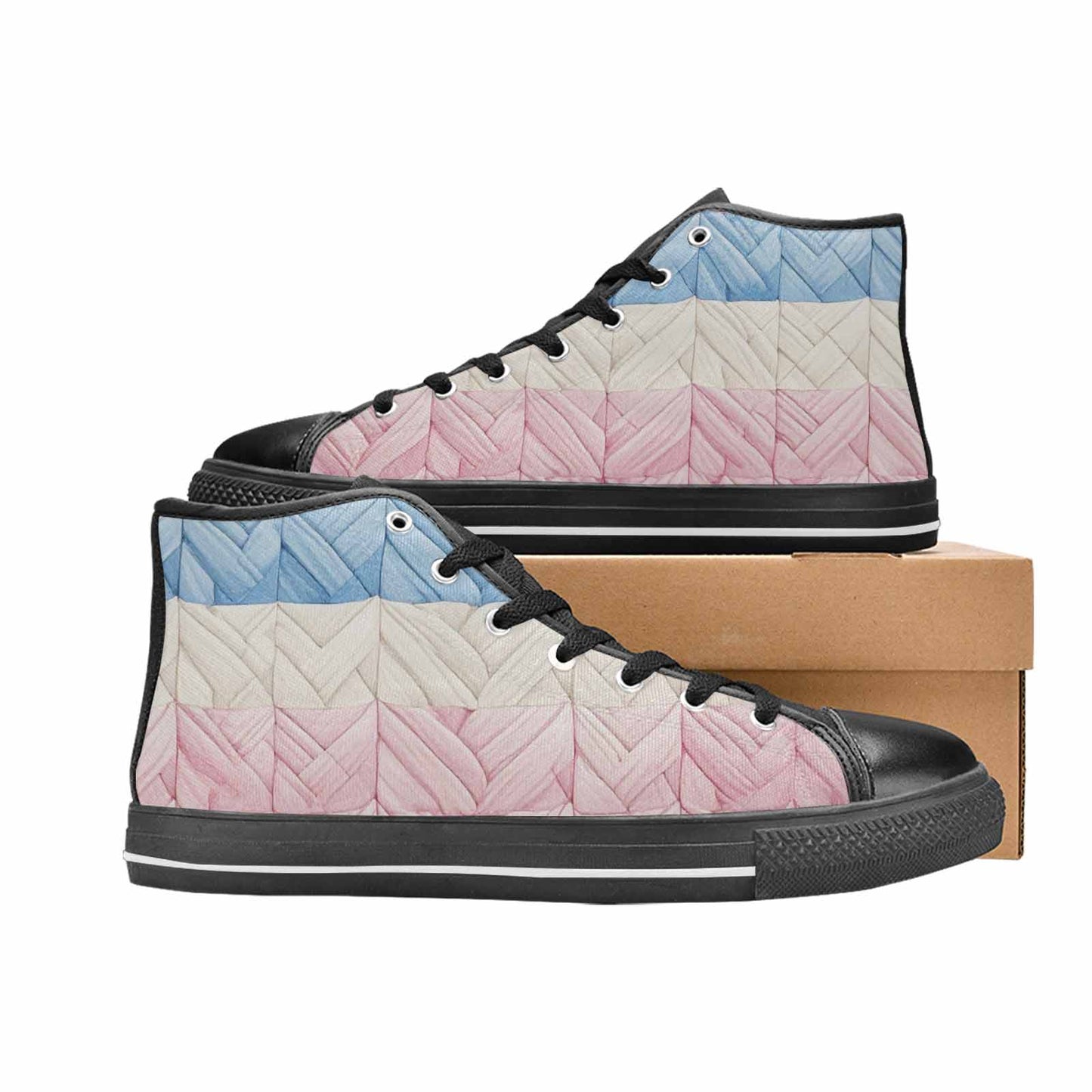 MEN'S Transgender Flag Color High Top Canvas Aesthetic Custom Sneakers
