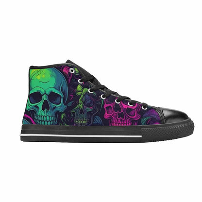 WOMEN'S Skulls - Neon High Top Canvas Wallpaper Art Custom Sneakers