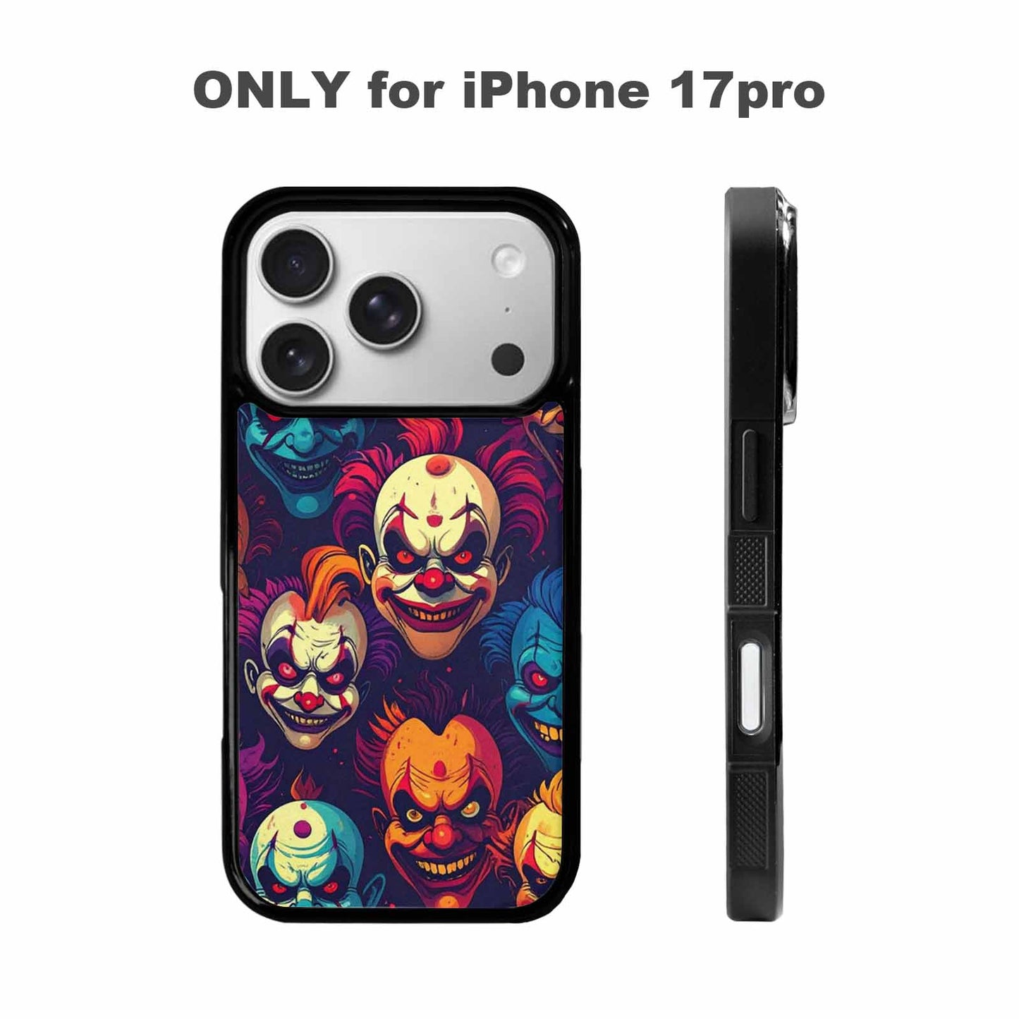 iPhone 17 Pro Case — Evil Clowns Heads Faces Overlapping Cartoon, Original Design Phone Case