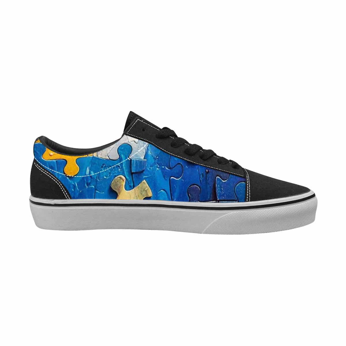 WOMEN'S Autism Puzzle Pieces Lace-Up Canvas Cottagecore Custom Sneakers