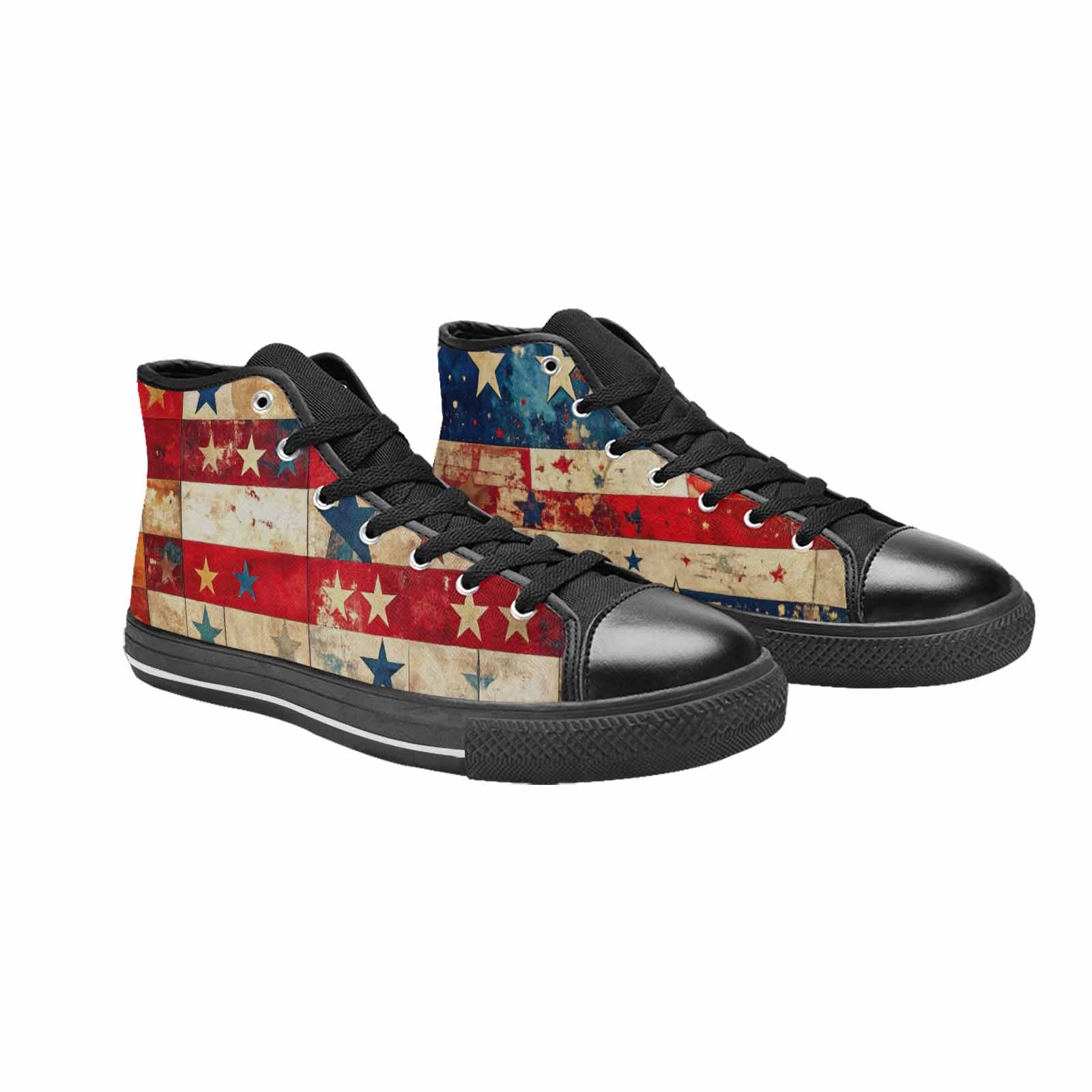 MEN'S American Flag Stars High Top Canvas Dark Academia Custom Shoes