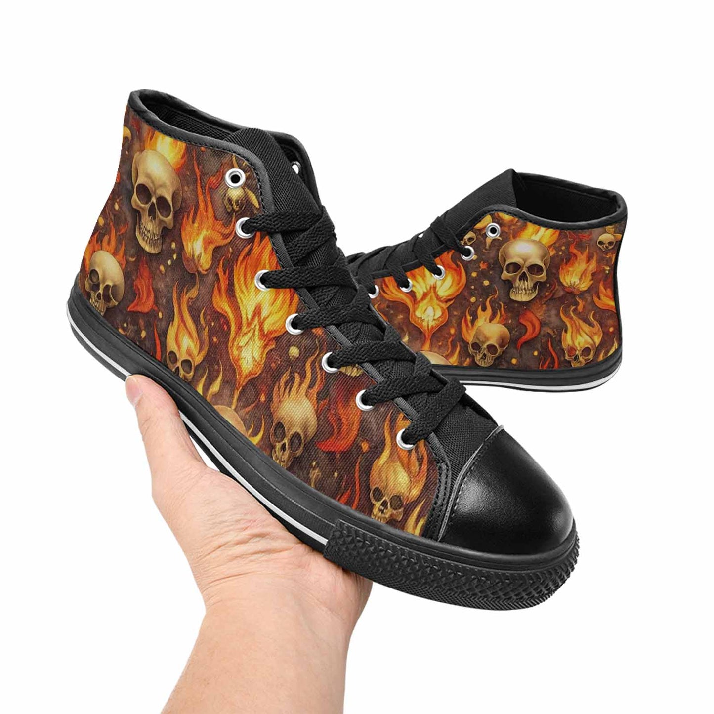 MEN'S Skulls - Flaming High Top Canvas Y2K Sneakers