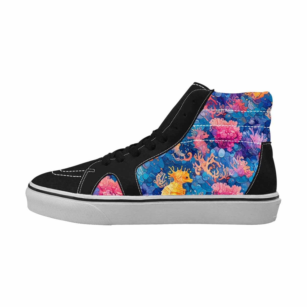 WOMEN'S Fish Scale Coral High Top Canvas Cottagecore Custom Shoes