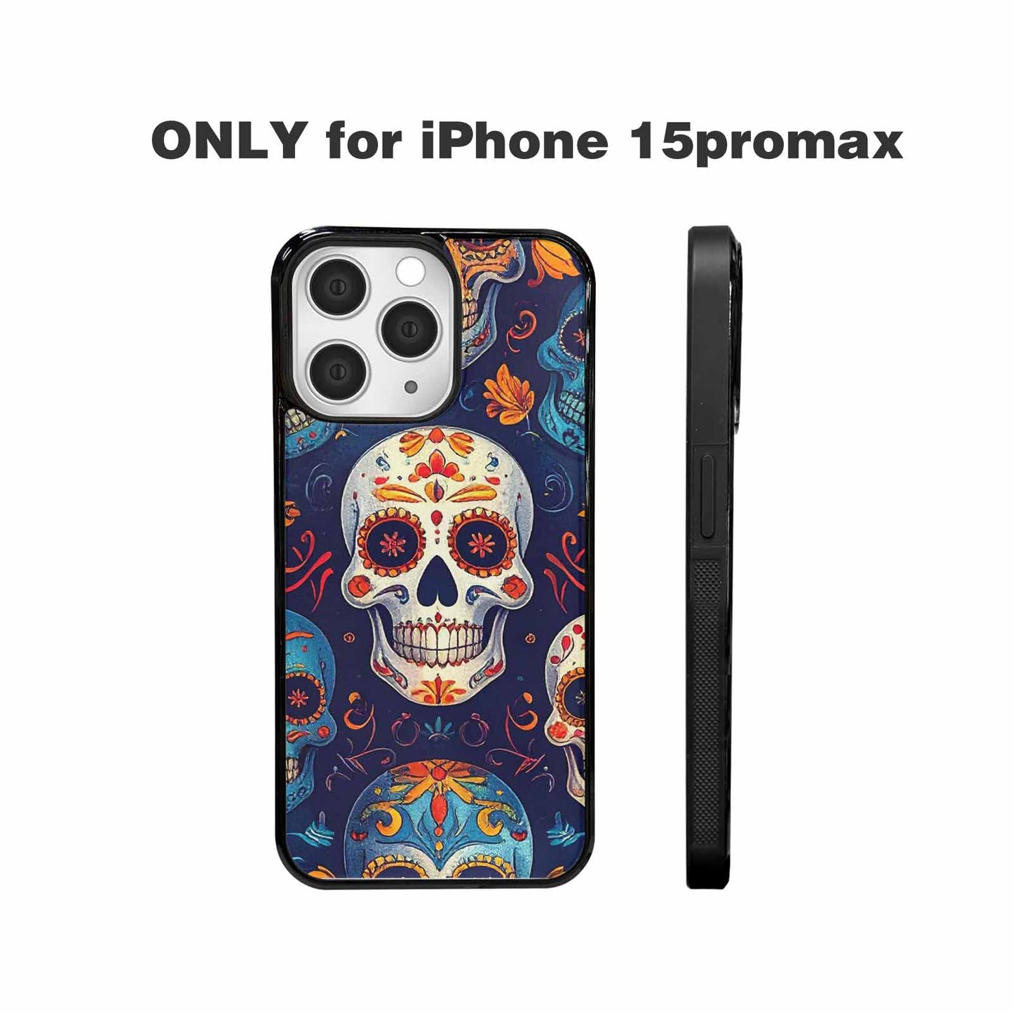 iPhone 15 Pro Max Case — Day Dead Sugar Skull Art 100s, Custom Art Phone Cover