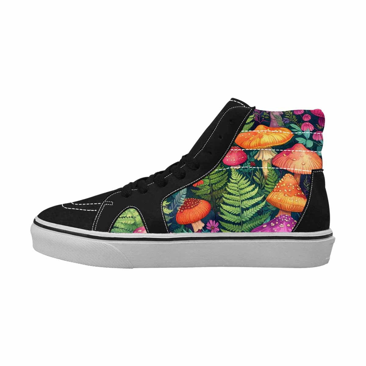 MEN'S Mushrooms  Botanical Mushrooms High Top Canvas Dark Academia Custom Sneakers