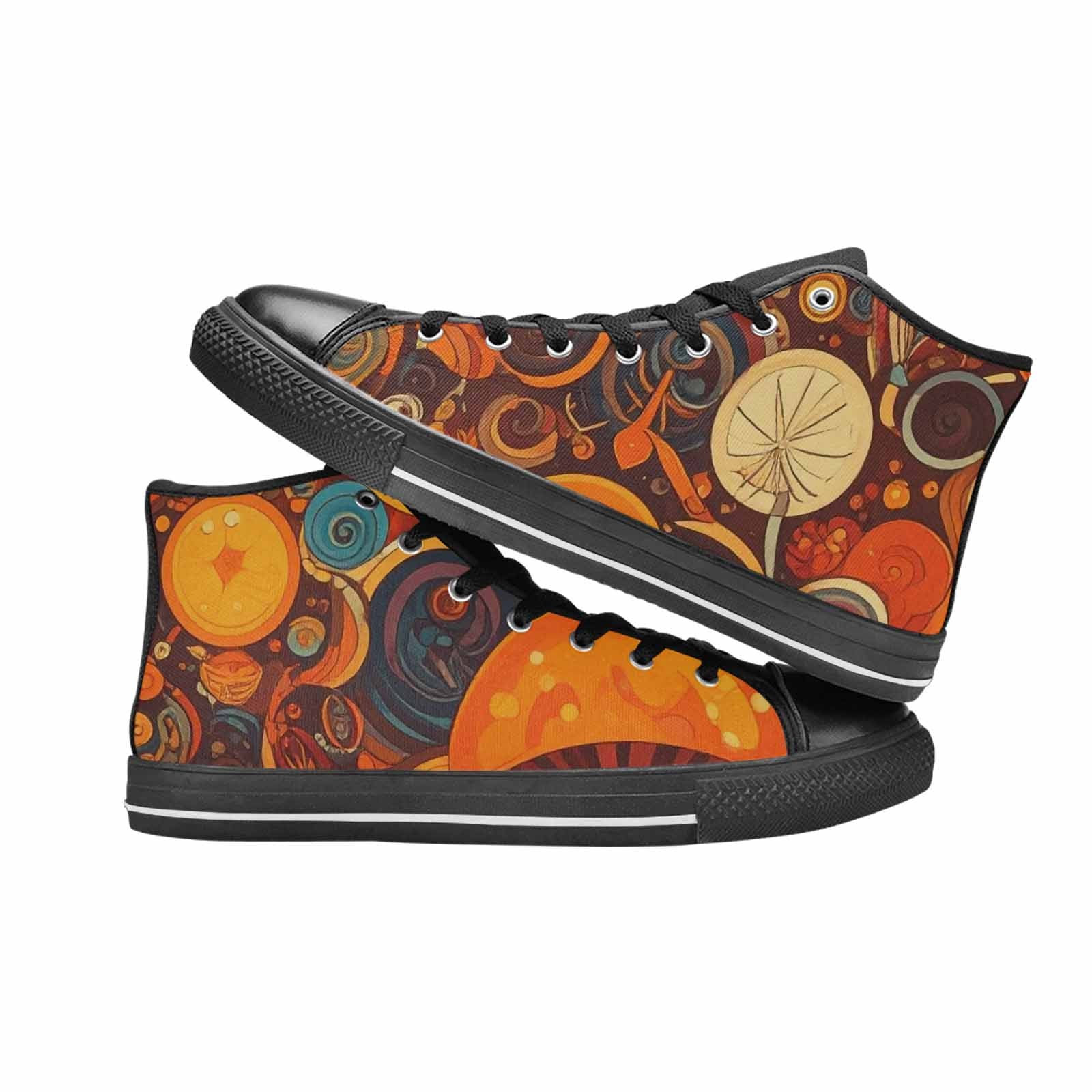 MEN'S Groovy 70S Peace High Top Canvas Wallpaper Art Shoes