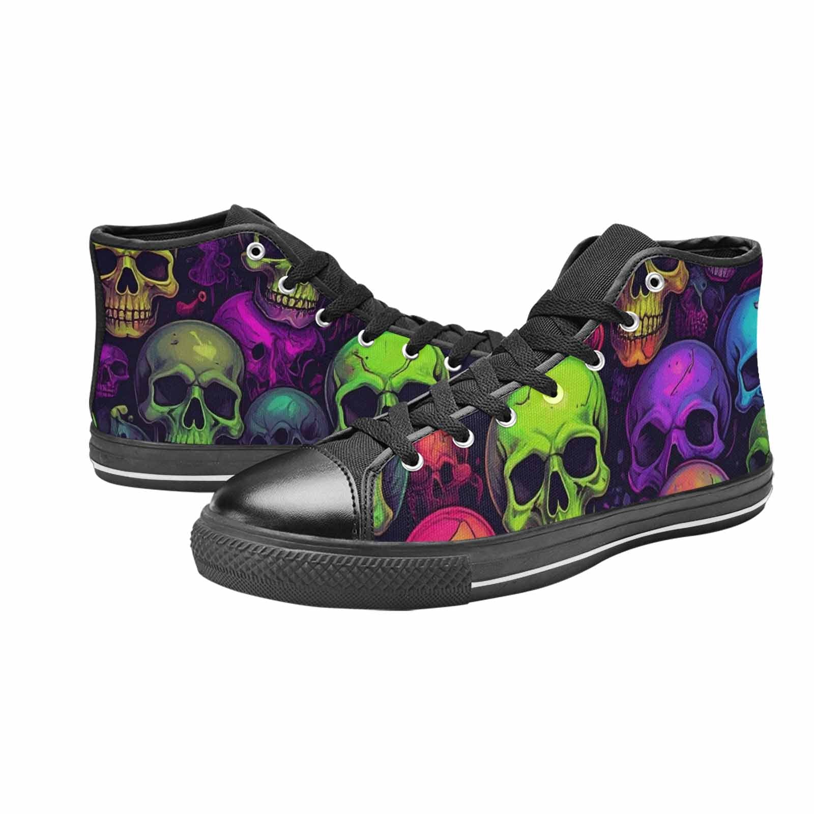 WOMEN'S Skulls - Neon High Top Canvas Cottagecore Shoes
