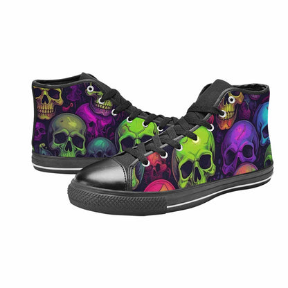 WOMEN'S Skulls - Neon High Top Canvas Cottagecore Shoes