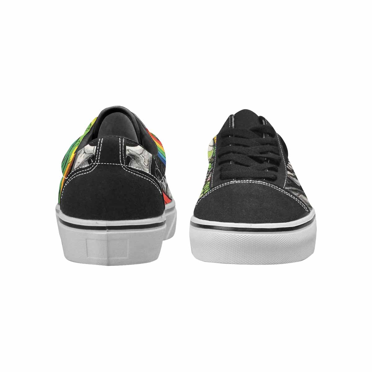WOMEN'S Skulls Black & Green Ink Canvas One Of A Kind Y2K Custom Print Sneakers
