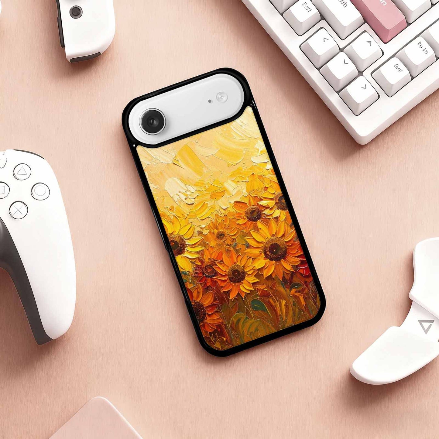 iPhone 17 Air Case — Impressionist Sunflower Brushstroke Pattern Hundreds Floral, Custom Art Phone Cover