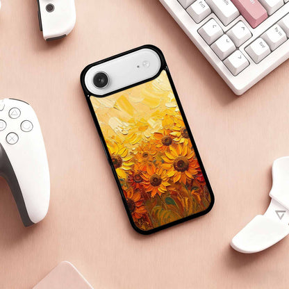 iPhone 17 Air Case — Impressionist Sunflower Brushstroke Pattern Hundreds Floral, Custom Art Phone Cover