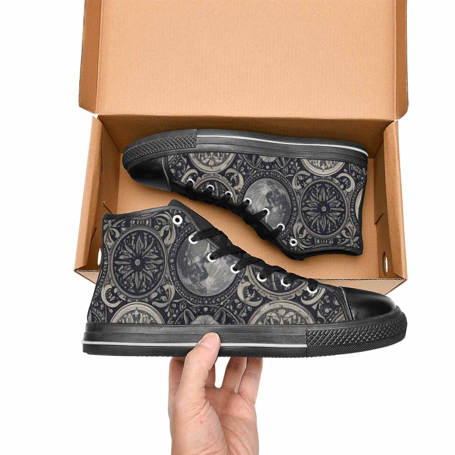 WOMEN'S Wolves Everywhere Collage High Top Canvas Wallpaper Art Custom Sneakers