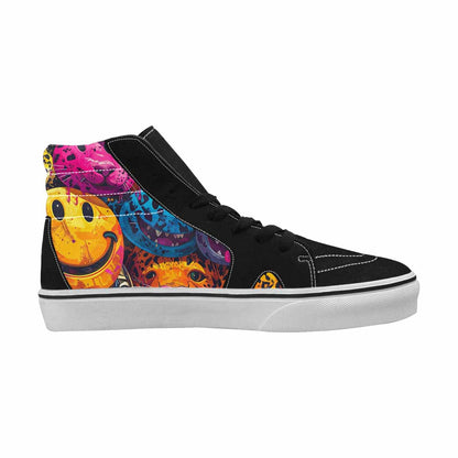 MEN'S Smiley Faces High Top Canvas Melting Art Custom Sneakers