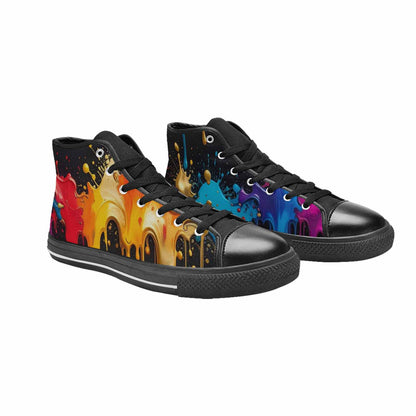 WOMEN'S Paint Splatter High Top Canvas Grunge Shoes