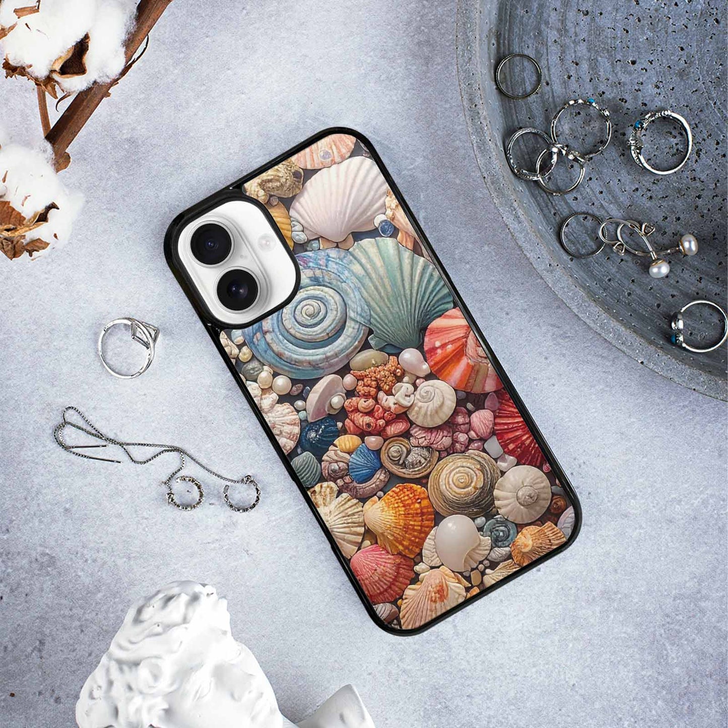 iPhone 16 Plus Case — Seashell Collage Seashell Collage Pattern Hundreds, Custom Print Case Cover