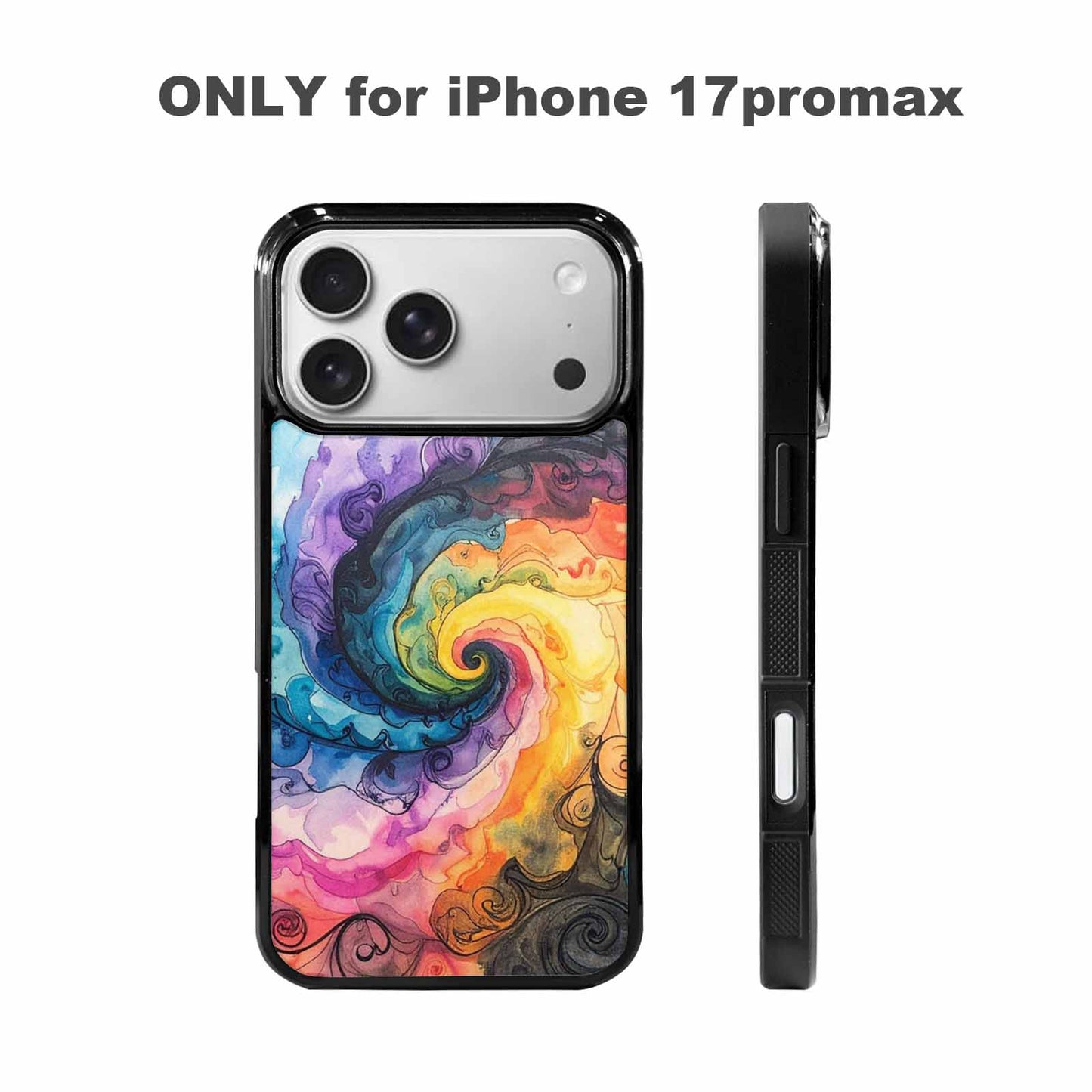 iPhone 17 Pro Max Case — Black &amp; Blue Ink Tie Dye, Custom Phone Case
