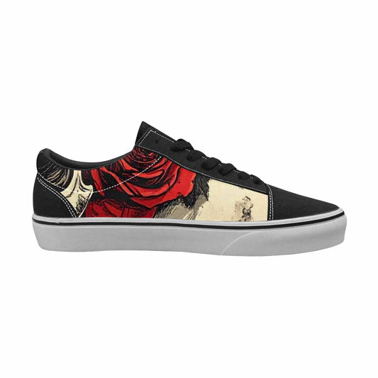WOMEN'S Skulls Roses Bold Pen Ink Canvas Lace-Up Grunge Sneakers