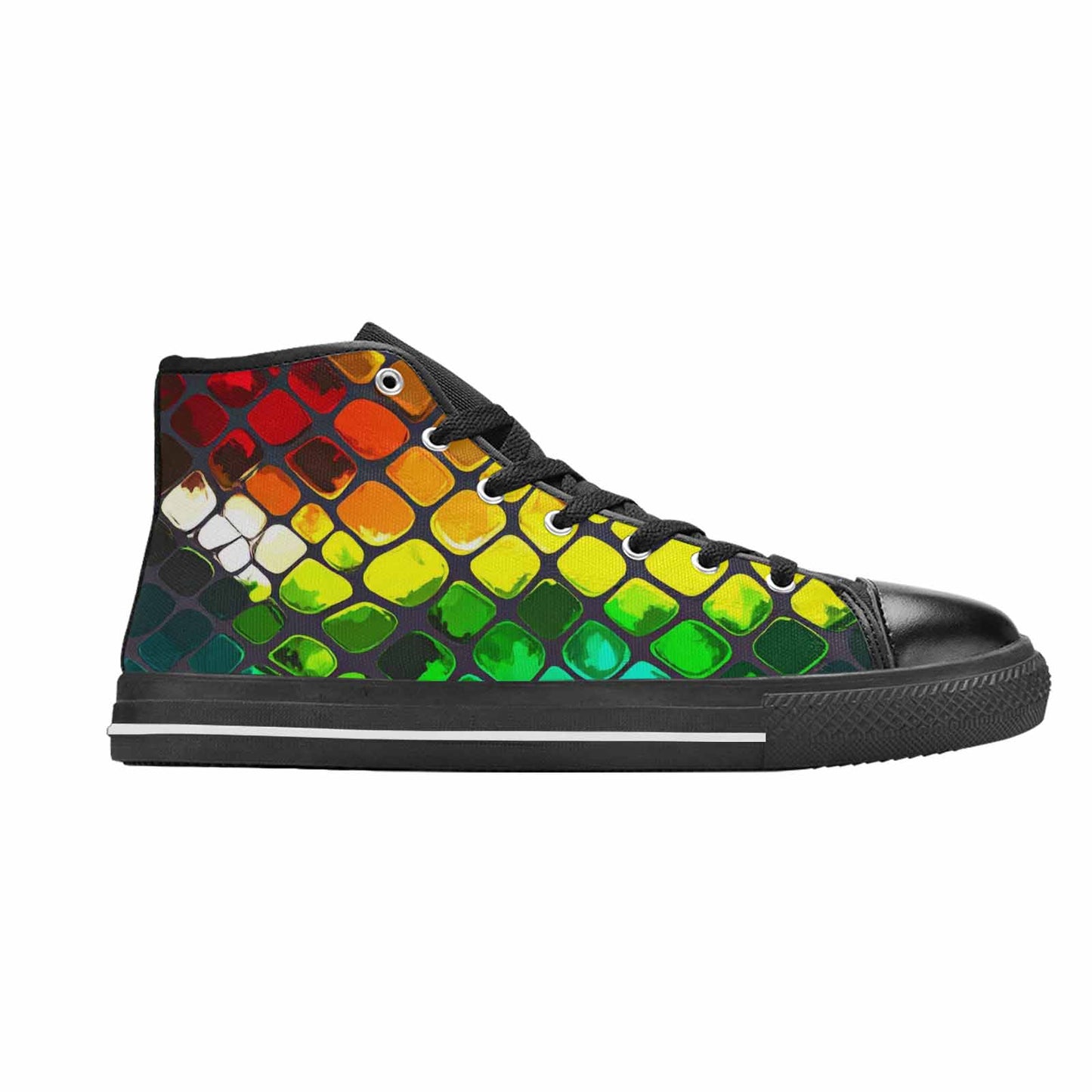 MEN'S Dark Snake Print High Top Canvas Surreal Custom Sneakers