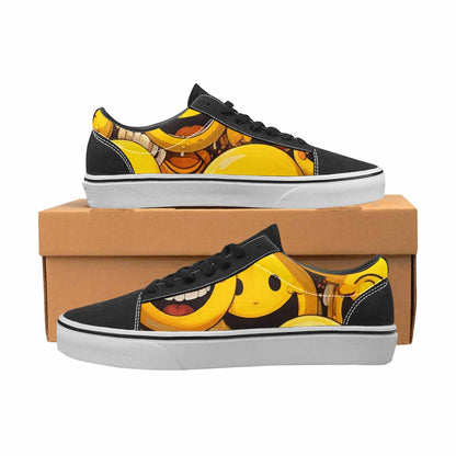 WOMEN'S Melting Moon Smiley — Lace-Up Canvas Kaleidoscope Sneakers