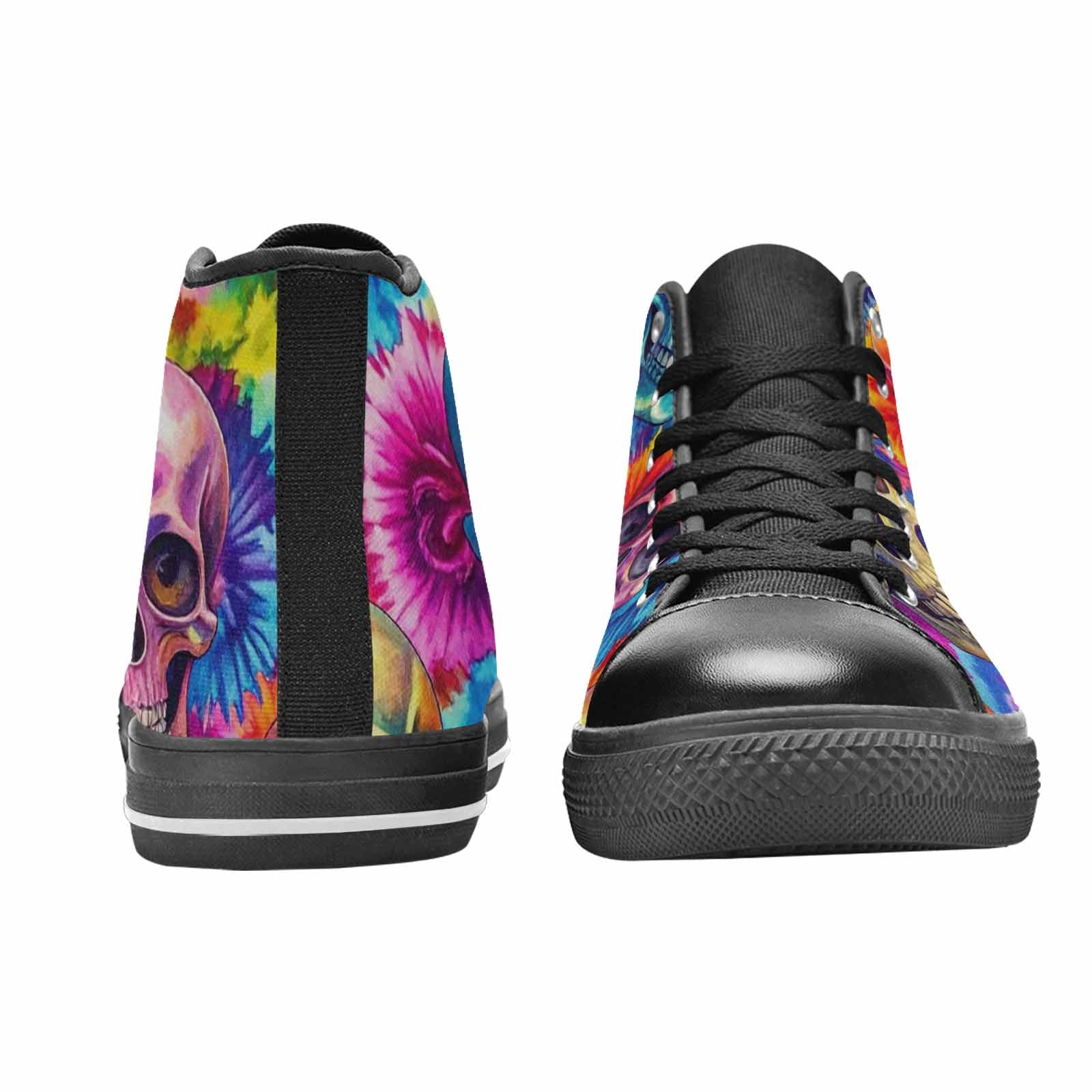 MEN'S Tie Dye Skulls Print High Top Canvas Vivid Custom Shoes