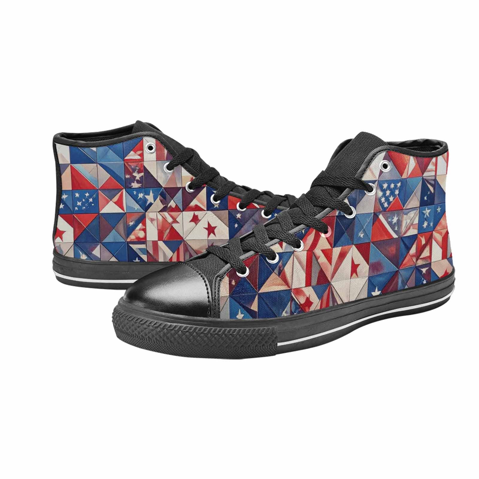 MEN'S American Flag Stars High Top Canvas Vivid Custom Sneakers