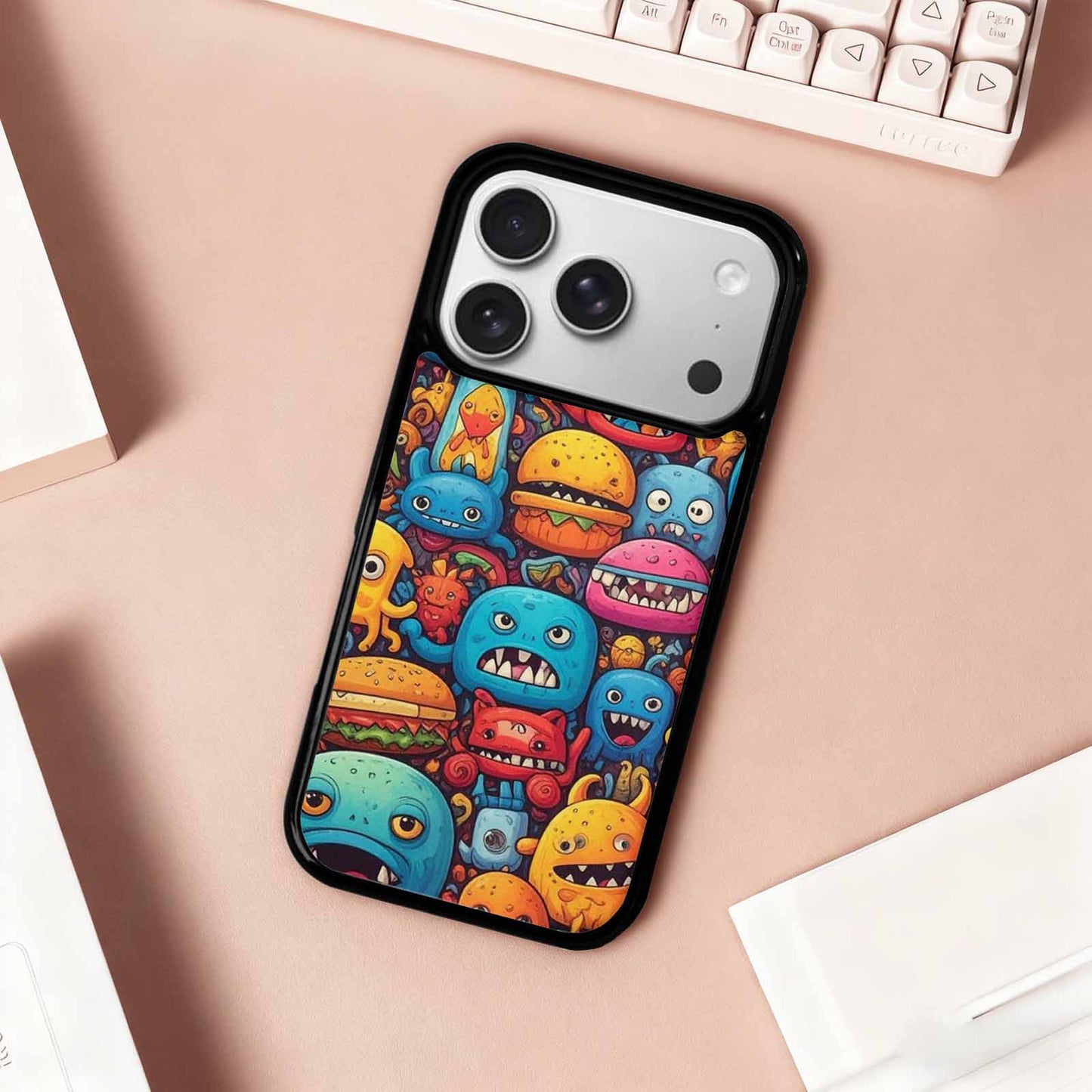 iPhone 17 Pro Case — Small Cartoon Monster Character Pattern Cartoon, Custom Art Phone Cover