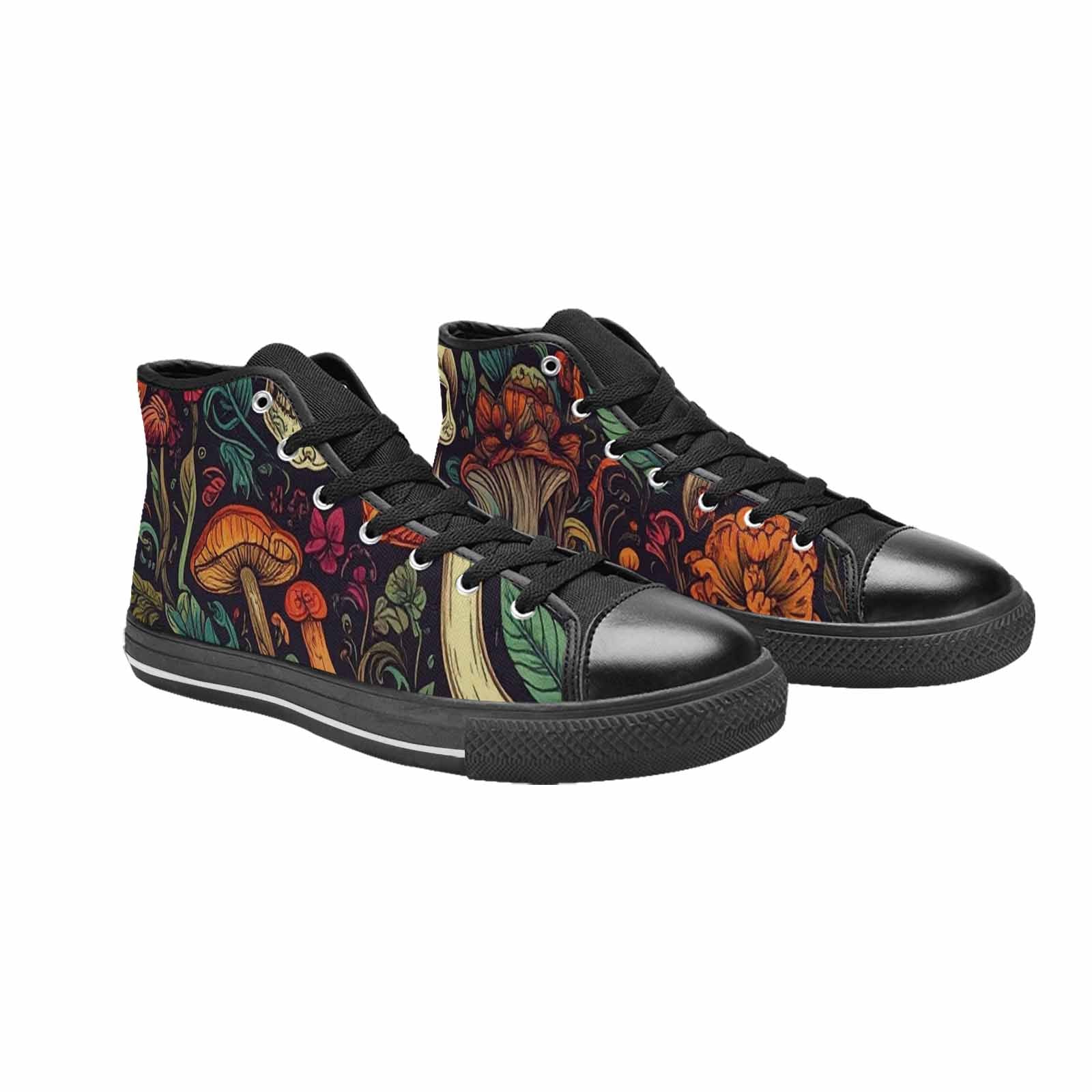 WOMEN'S Mushrooms And Skulls High Top Canvas Dreamcore Custom Sneakers