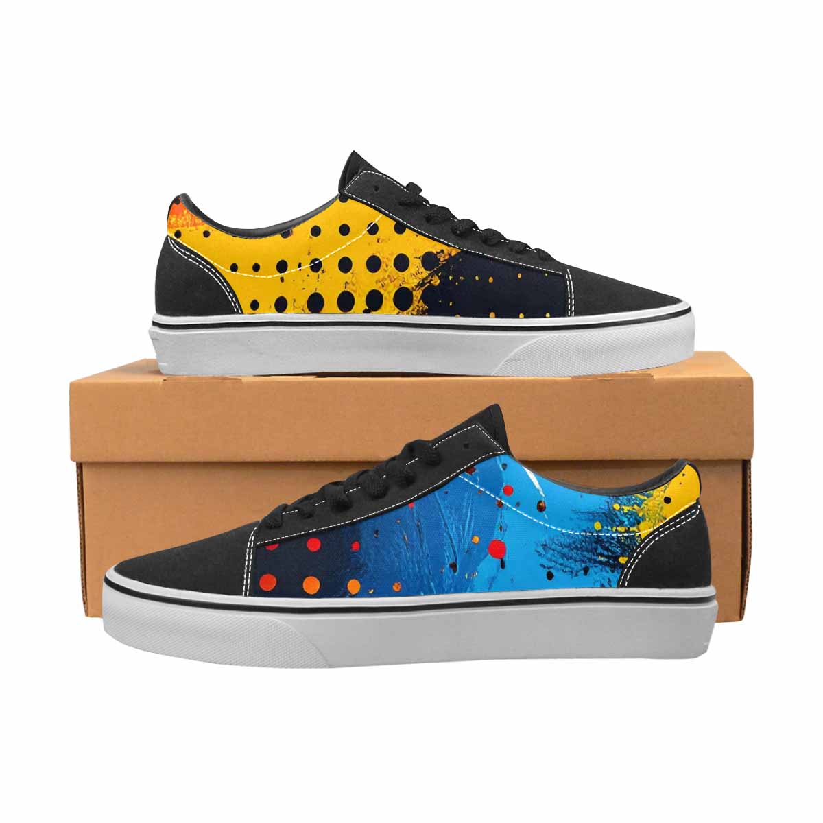 WOMEN'S Comic Book Halftone Canvas Lace-Up Vibrant Chaos Custom Shoes