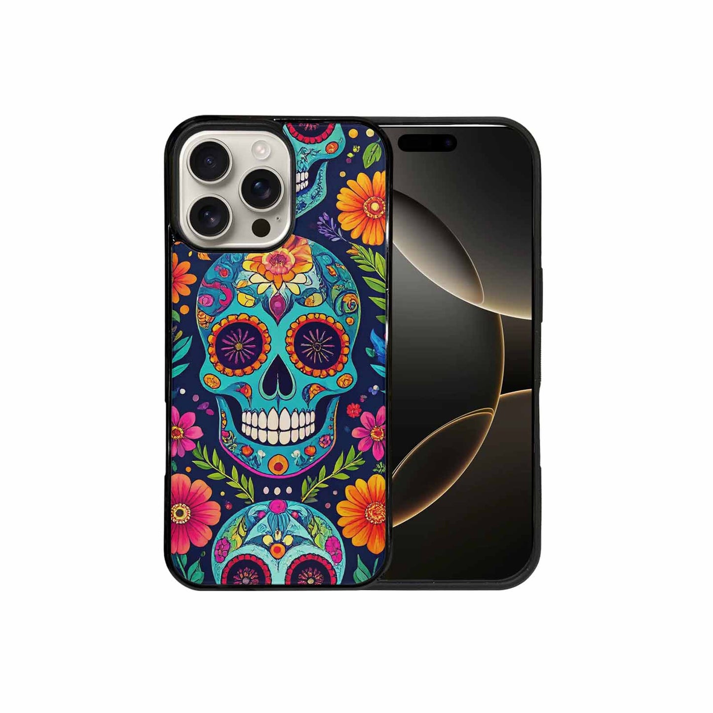 iPhone 16 Pro Max Case — Rainbow Sugar Skull Weave 3 Personalized, Custom Designed Case Cover