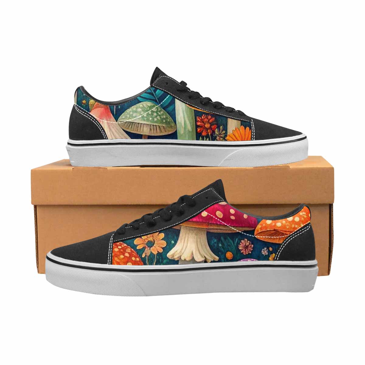 WOMEN'S Mushrooms  Botanical Mushrooms Lace-Up Canvas Surreal Custom Shoes