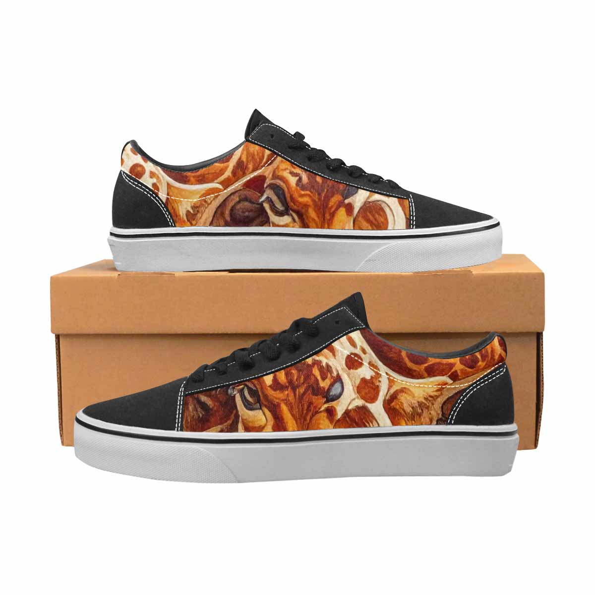 MEN'S Cow Animal Print Canvas Lace-Up Dark Academia Shoes