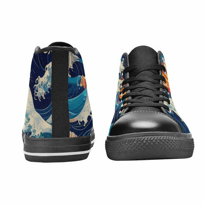 WOMEN'S Ocean Wave High Top Canvas Surreal Sneakers