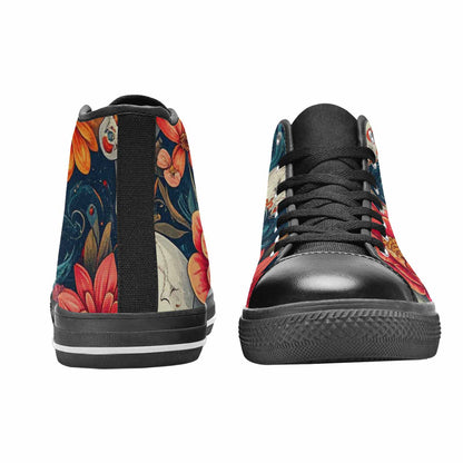MEN'S Marble Skull High Top Canvas Vivid Custom Shoes