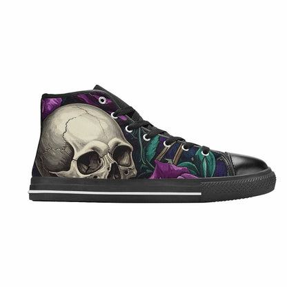 MEN'S Skulls Roses Gothic Filigree High Top Canvas Neon Fantasy Custom Shoes