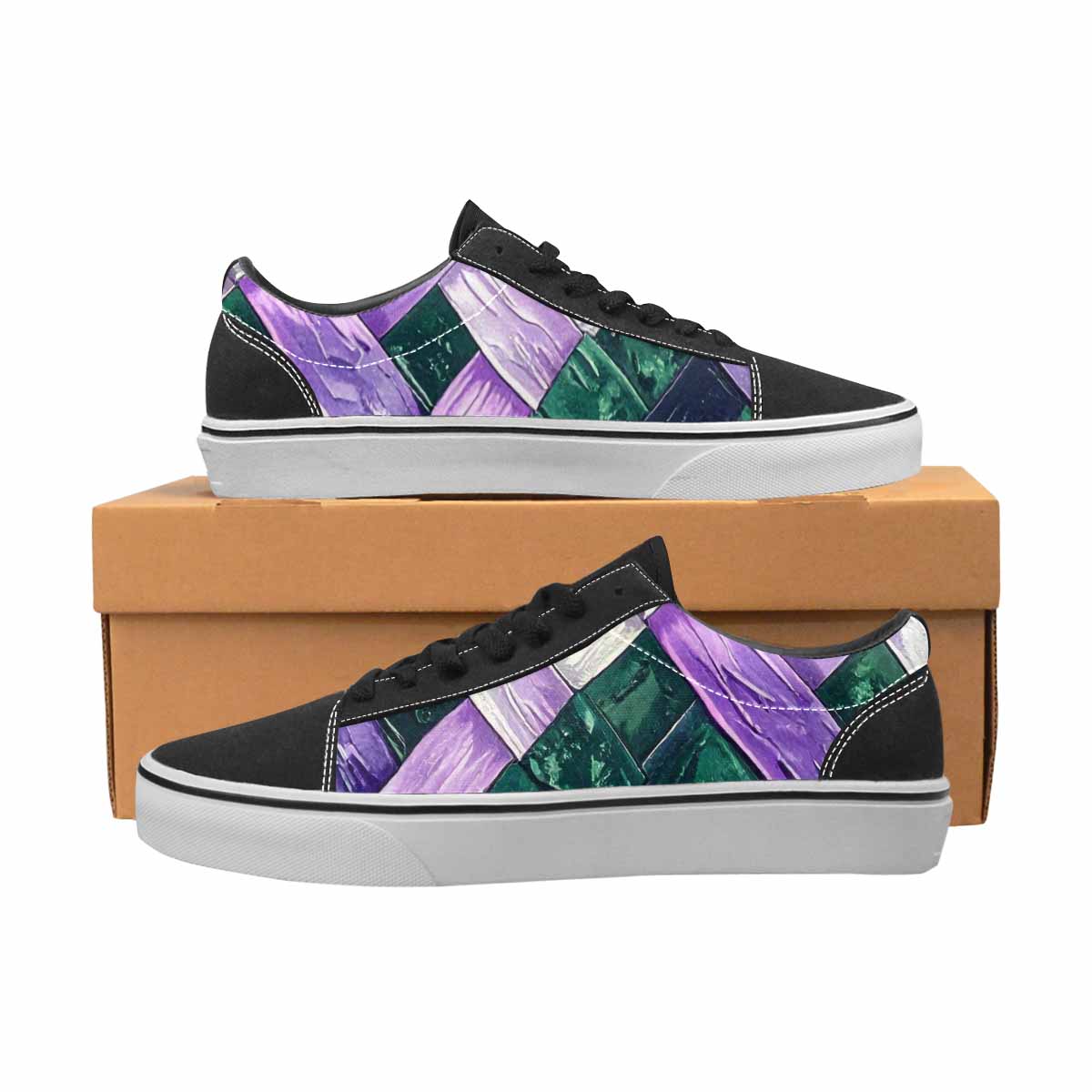 MEN'S Genderqueer Flag Color Canvas Lace-Up Neon Fantasy Custom Shoes