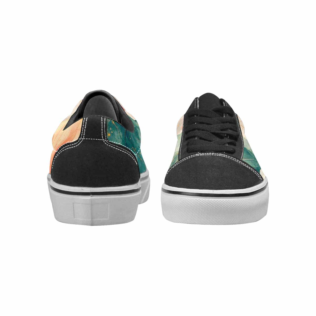 WOMEN'S Marble Floral Canvas Lace-Up Surreal Custom Shoes