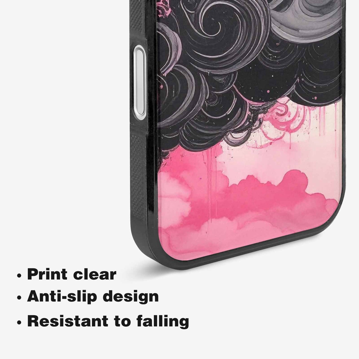 iPhone 16 Plus Case — Van Gogh Swirl Black Pink Ink, Custom Print Case Cover