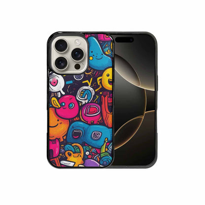 iPhone 16 Pro Case — Hand Drawn Icon Doodle Pattern Hundreds, Custom Art Phone Cover