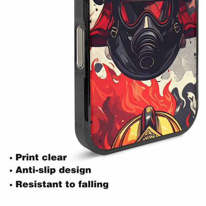 iPhone 16 Pro Max Case — Firefighter Pattern Flames Axes Helmets Seamless, Custom Made Phone Cover