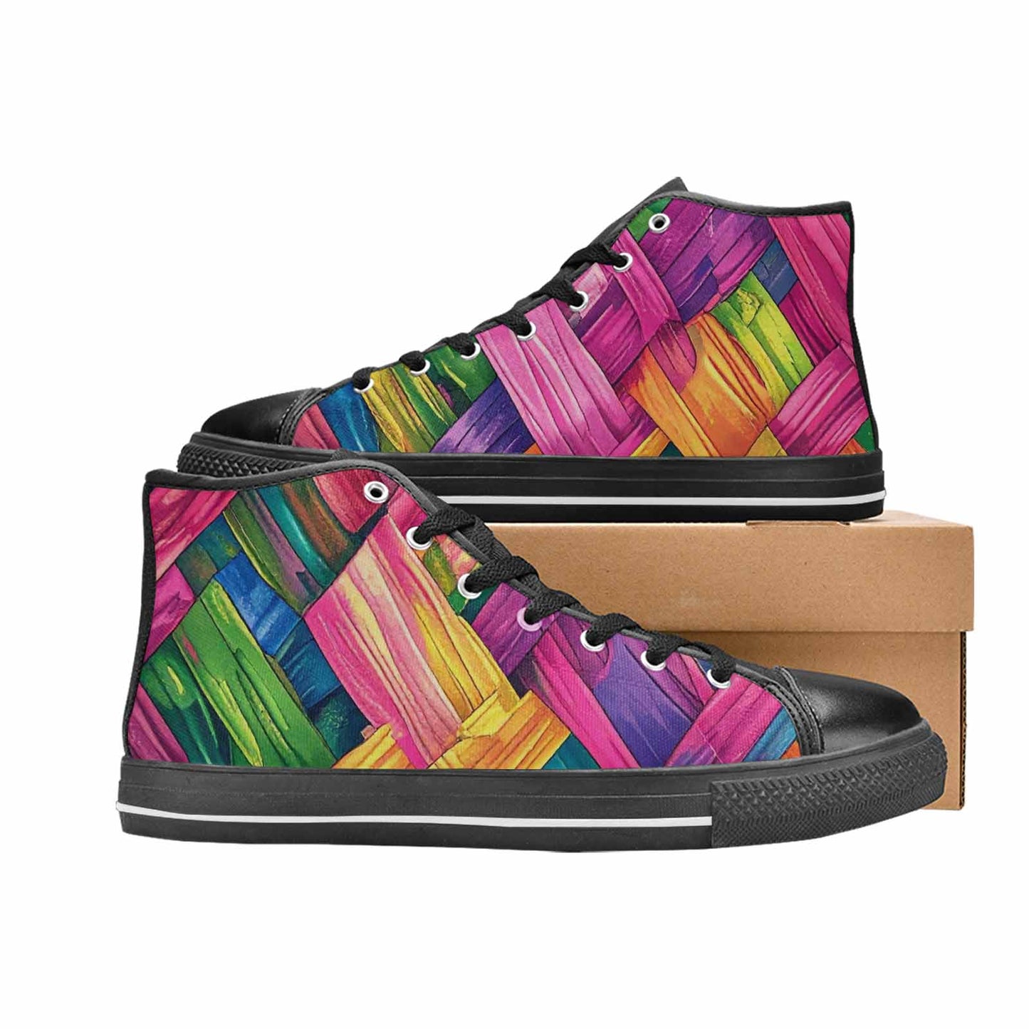 MEN'S Polysexual Flag Color High Top Canvas Wallpaper Art Sneakers