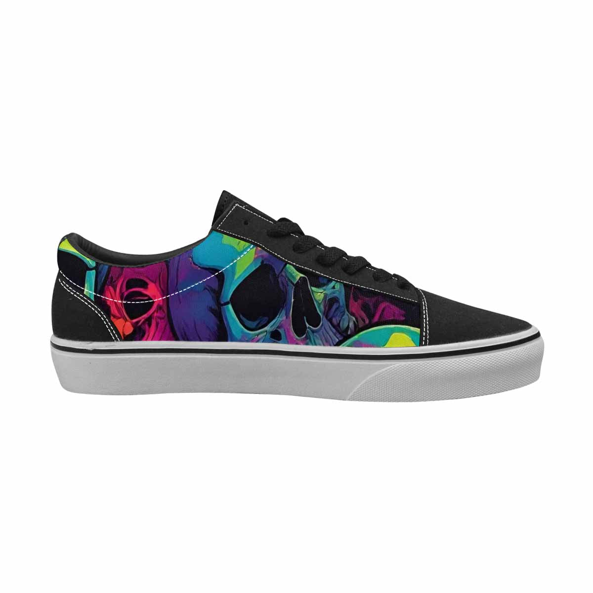 WOMEN'S 1000s Skulls Neon Camo Lace-Up Canvas Kaleidoscope Custom Sneakers