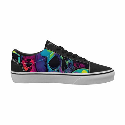 WOMEN'S 1000s Skulls Neon Camo Lace-Up Canvas Kaleidoscope Custom Sneakers