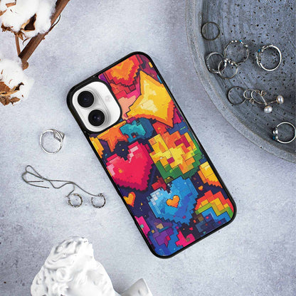 iPhone 16 Plus Case — Pixel Art 8 Bit Burst Pattern, Custom Phone Case